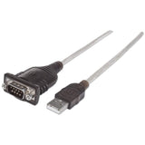 Convertidor USB a Serial DB9 Macho  Bolsa Manhattan 205153 cable 45cm Plata