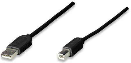 Cable USB A-B 1.8M, Negro Economico Manhattan 342650