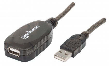 Cable USB V2.0 Ext. Activa 20.0M Negro Manhattan 150958