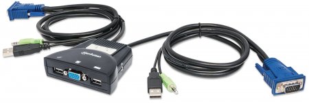 Multiplexor KVM Mini USB 2:1 con Cables+Audio Intellinet 151245