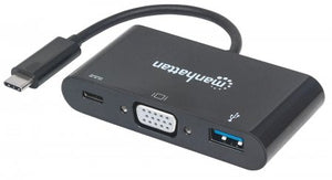 Convertidor USB-C a SVGA H + USB3 + USBC Manhattan 152044
