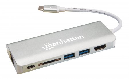 Convertidor USB-C a HDMI/RJ45/USB/USB-C PD/Lector  SD Manhattan 152075