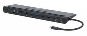 Docking USB-C a 11 Ptos HDMI/DP/SVGA/RJ45/3.5mm/Tarjeta SD + 2 USB-A 3.2 + 1 USB-A 2.0 Manhattan 153478