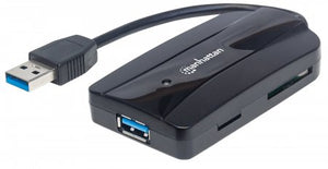 HUB USB V3.0  3 Ptos + Lector SD/Micro SD Manhattan 163590