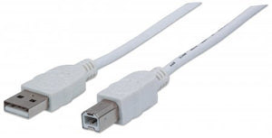 Cable USB V2.0 A-B  1.8M, Blanco Manhattan 308762