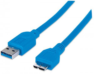 Cable USB V3.0 A-Micro B 2.0M Azul Manhattan 325424