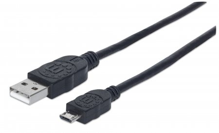 Cable USB V2 A-Micro B, Bolsa PVC 0.5M Negro Manhattan 325677