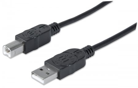 Cable USB V2.0 A-B  1.8M, Negro Manhattan 333368