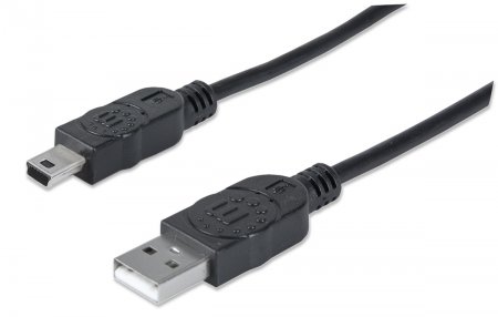 Cable USB V2.0 A-Mini B 1.8M Negro Manhattan 333375