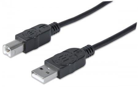 Cable USB V2.0 A-B  3.0M, Negro Manhattan 333382