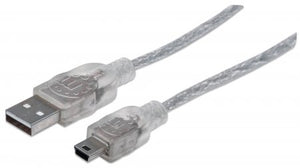 Cable USB V2.0 A-Mini B 1.8M Plata Manhattan 333412