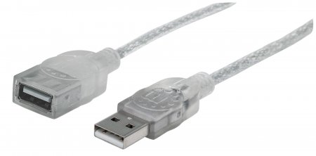 Cable USB V2.0 Ext. 1.8M Plata Manhattan 336314