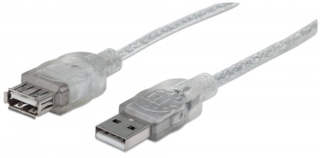 Cable USB V2.0 Ext. 3.0M Plata Manhattan 340496