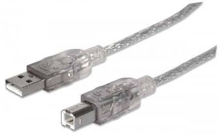 Cable USB V2.0 A-B  5.0M  Plata Manhattan 345408