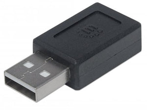 Adaptador USB-C V2.0, A Macho a C Hembra Negro Manhattan 354653