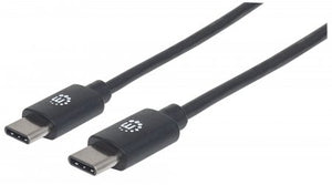 Cable USB-C V2.0, C-C 2.0M Negro 480Mbps Manhattan 354875