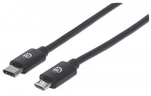 Cable USB-C V2.0, C-Micro B 2.0M Negro 480Mbps Manhattan 354967