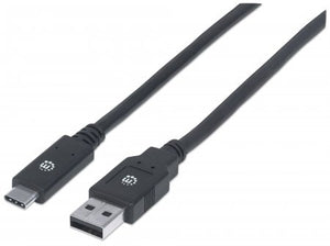 Cable USB-C V3.1, C-A 2.0M Negro Manhattan 354974