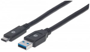 Cable USB-C V3.1, C-A 3.0M Negro Manhattan 354981