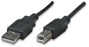 Cable USB V2.0 A-B  0.5M, Negro Manhattan 374507
