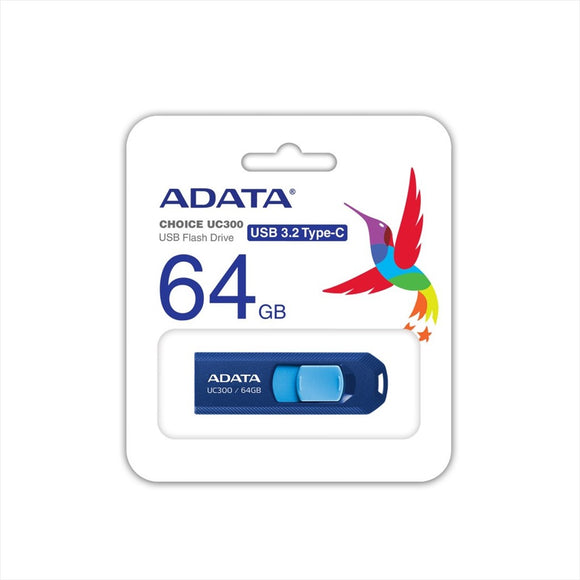 MEMORIA FLASH ADATA UC300 64GB USB-C 3.2 AZUL (ACHO-UC300-64G-RNB/BU)