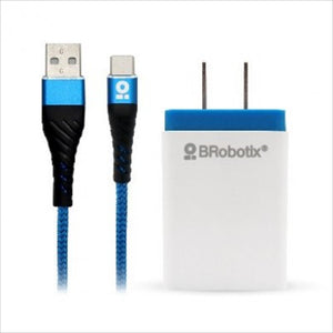 CARGADOR BROBOTIX USB C/CABLE TIPO C CARGA RAPIDA 963332 - BLANCO - AZUL, PARED, 5 V, 1 PUERTO USB V3.0