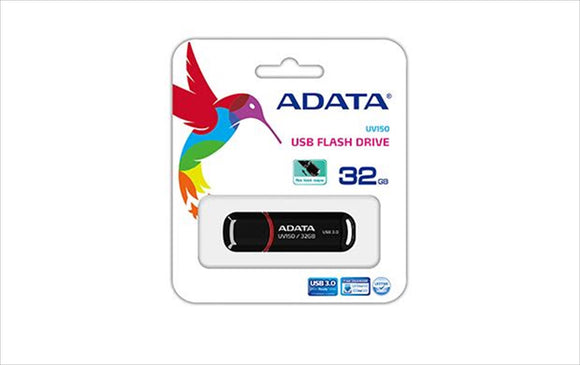 MEMORIA FLASH ADATA UV150 32GB USB 3.1 NEGRO (AUV150-32G-RBK)  