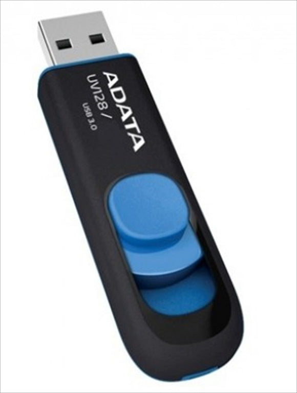 MEMORIA USB ADATA UV128 - NEGRO, 64 GB, USB 3.2 (RETROCOMPATIBLE CON 3.0 Y 2.0), 100 MB/S, 40 MB/S