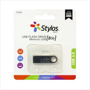 MEMORIA USB STYLOS STMUSB1B - PLATA, 8 GB, USB 2.0
