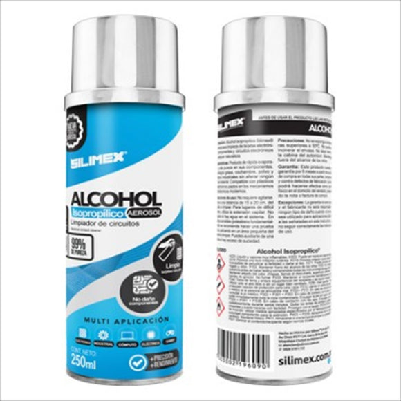 ALCOHOL ISOPROPILICO SILIMEX AEROSOL 250 ML - AZUL, ALCOHOL ISOPROPILICO, COMPONENTES ELECTRONICOS